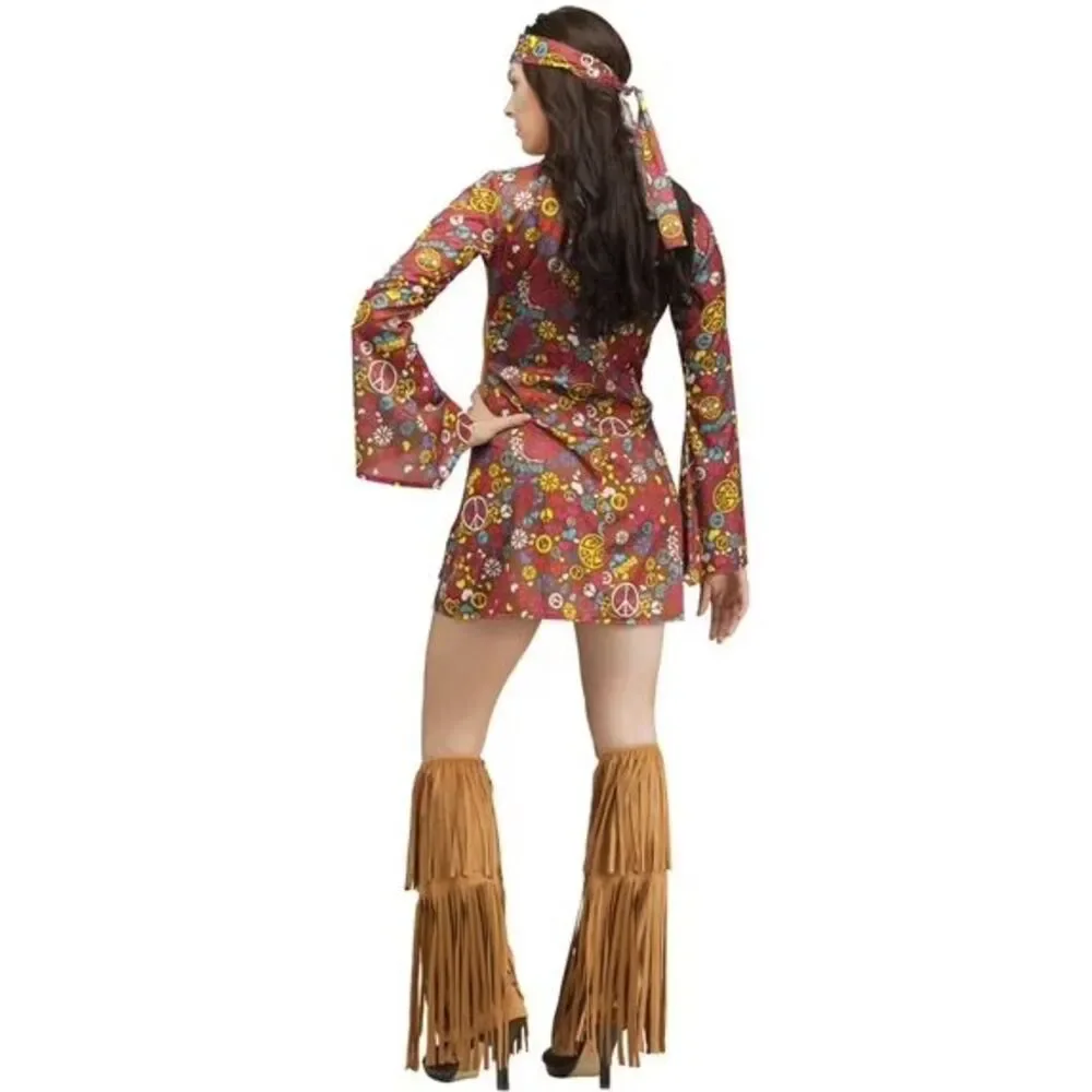 Spirit Women's Peace & Love Hippie Halloween Costume  S / M (2-8)  Party 70s - Picture 2 of 10